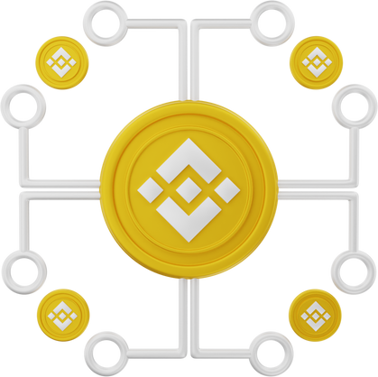 3d rendering of the binance crypto coin network
